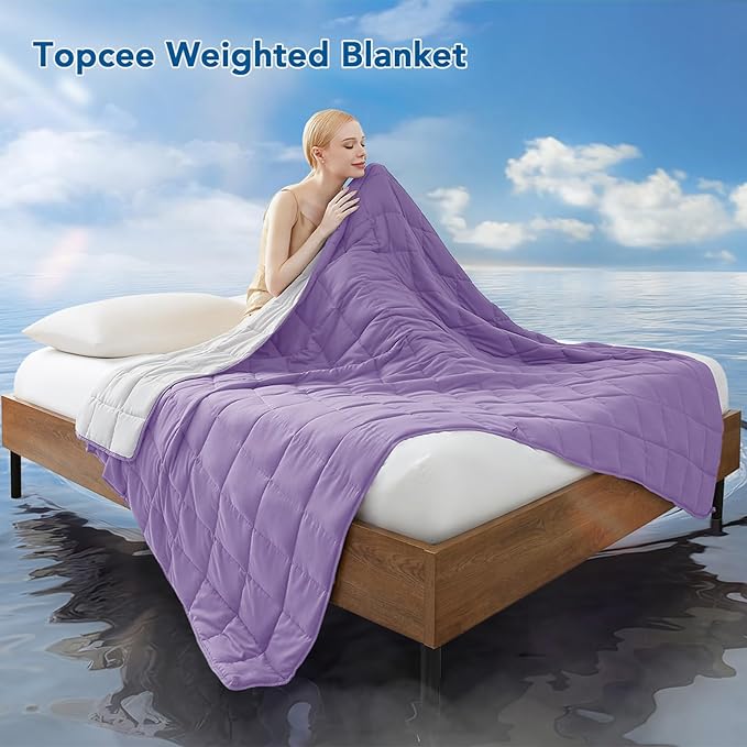 Topcee Weighted Blanket (20lbs 80"x87" King Size) Soft Cooling Heavy Blanket Sleeping, Apply to 190-210 lbs Body, Thick Breathable Blanket with Glass Bead, Easy Care