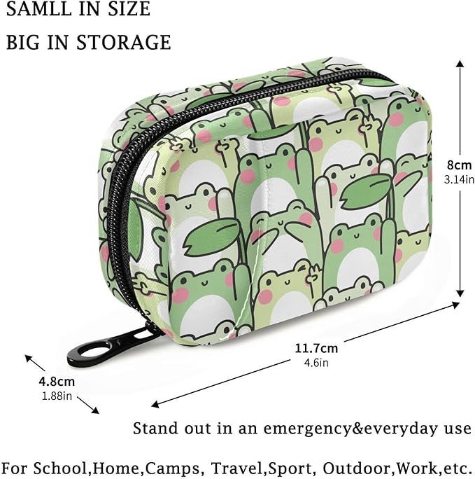Fustylead Cute Frog in Various Poses Pill Organizer and Storage Weekly with Zipper, Removable Pill Box Portable Medicine Organizer for Vitamin Fish Oil Supplement
