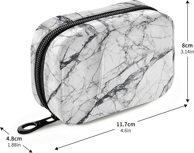Ollabaky Marble Pill Case, Portable Weekly Pill Box Bag Container 7 Days Pill Organizer Vitamin Supplement Holder with Zipper for Travel Family Business Gym