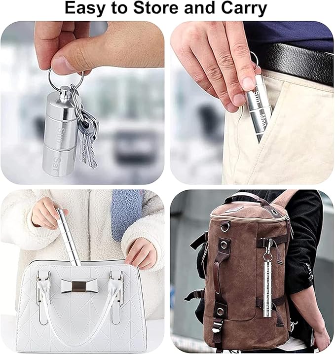 2 Pack Weekly Pill Box, 7 Day Pill Case, BravOne 7 Compartments Aluminum Alloy Portable Pill Holder Waterproof Medicine Organizer Mini Metal Pill Container with Keychain & Carabiner for Travel Camping