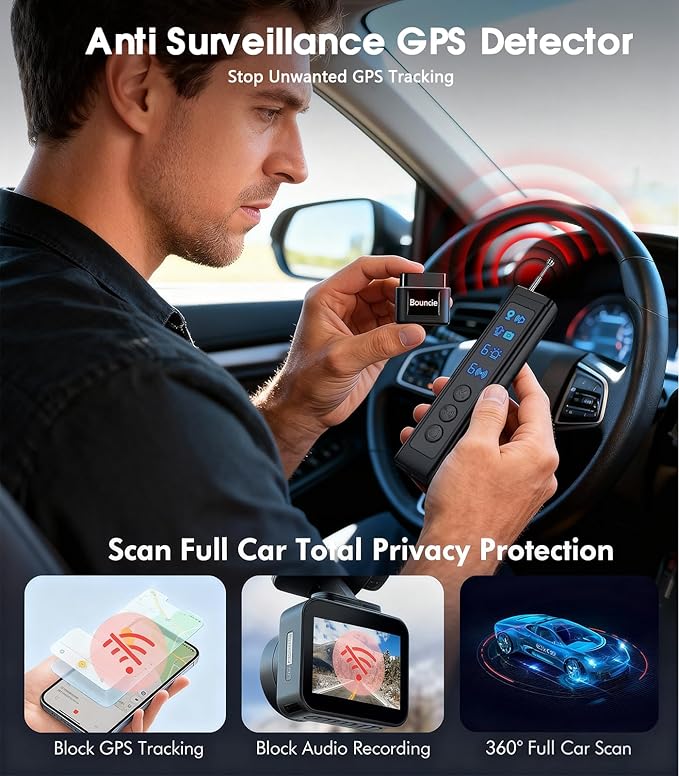 AI Hidden Camera Detector,High Precision Bug & WiFi Scanner Finder,All in One Hidden Devices Detector with 6 Sensitivity Levels & 4 Detection Modes,GPS Trackers for Hotel,Bathroom,Office,Car&Travel