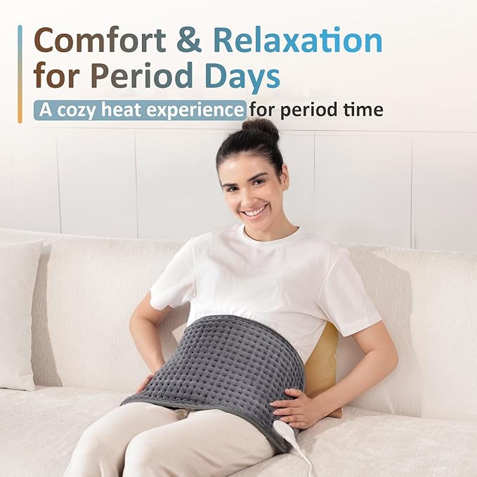 Comfytemp Heating Pad for Back & Period, FSA Eligible Electric Large Heat Pad, 2H Auto Off, Birthday Gifts for Women Men Mom Dad, HSA Approve Moist Neck Shoulder Legs Knee Heated Pad Washable, 12"x24"