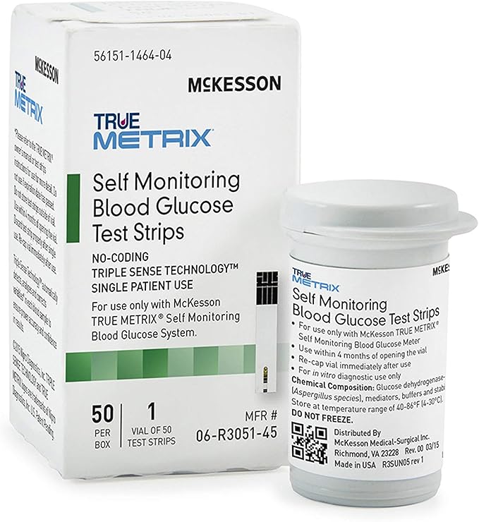 McKesson True METRIX Blood Glucose Test Strips for Diabetes [1200 Strips] Self-Monitoring System