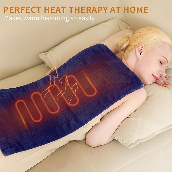 Back Heating Pad for Neck and Shoulders, Weighted Massaging Heated Pad with Vibration,Electric Heat Pad with 3 Heat Settings 6 Massage,Gifts for Women Men Mom,Auto Off,20"*24",Dark Blue