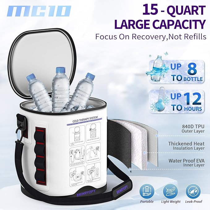 Cold Therapy Machine with Programmable Timer, Portable Ice Machine for Knee After Surgery, Knee Replacement Recovery System, Cryotherapy Pain Relief w/Compression Pad