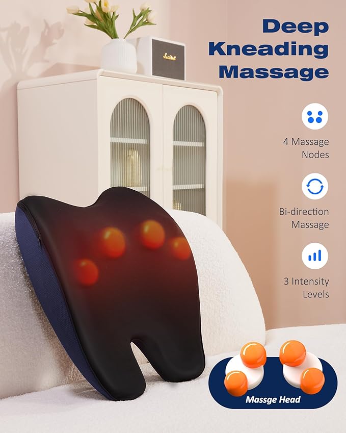 Shiatsu Neck and Back Massager with Heat, Neck and Shoulder Massagers, Deep Tissue Kneading Massage Pillow for Lower Back, Shoulder, Leg Muscle Pain Relief, Relax Christmas Gift for Woman Man Dad Mom