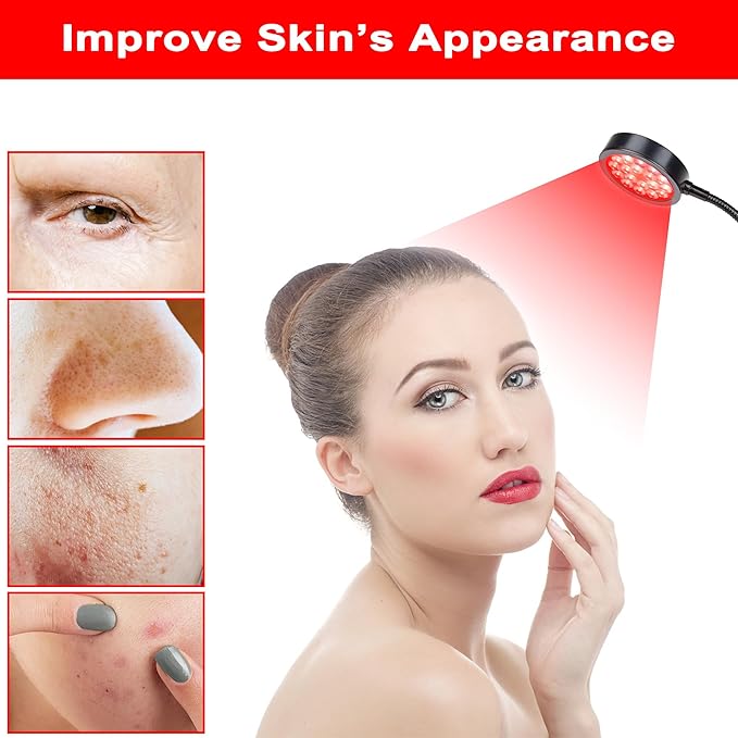 GREENIC Led Red Light Therapy Lamp, 660nm 850nm Small Portable USB Near Infrared Light Device at Home with Gooseneck and Clamp for Face, Body, Neck, Skin, Feet, Knee, Hands, Back, Shoulder, Legs