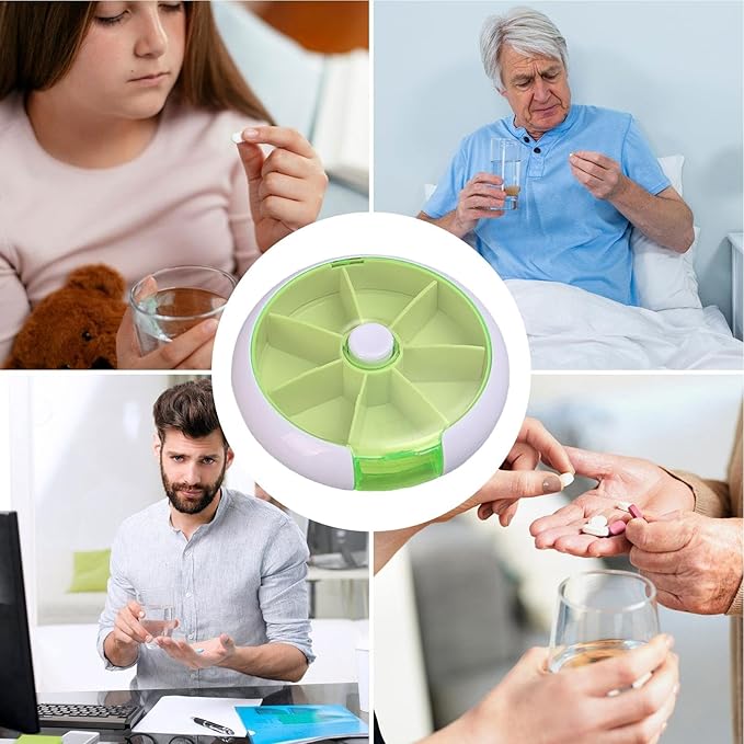 Weekly Pill Box - Safe and Eco-Friendly Weekly Round Pill Box, Round Weekly Pill Storage Box | Pills Storage Tool with 7 Compartments, Weekly Pill Dispenser for Pills Candy, vitaminn, and Other Items