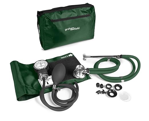 Graham-Field Professional Blood Pressure Kit - Stethoscope, Manual BP Cuff, Sphygmomanometer - Hunter Green