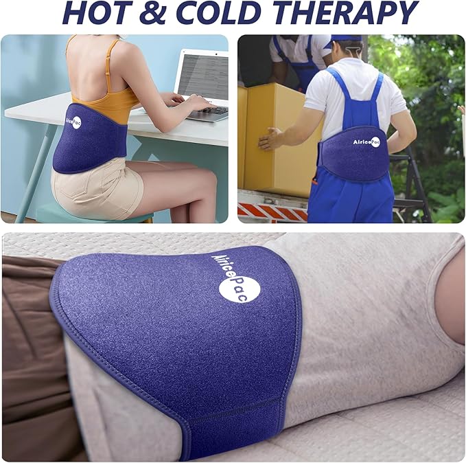 Ice Pack for Back Pain Relief, Reusable Gel Lower Back Wrap, Cold Compress Therapy for Waist Lumbar Injuries, Sciatic Nerve, Herniated or Degenerative Disc, Coccyx, Tailbone Pain Blue
