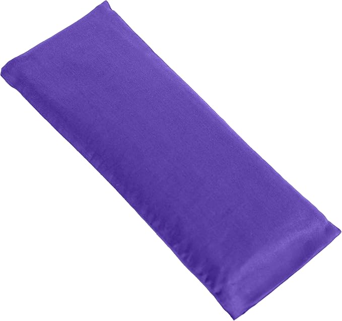 Sunshine Yoga 4-Pack Unscented Sateen Eye Pillows, Low-Luster, 9’’ x 4’’ Flaxseed Weighted Eye Mask for Sleeping, Hot or Cold Therapy for Relaxation, Migraine, and Headache, Purple