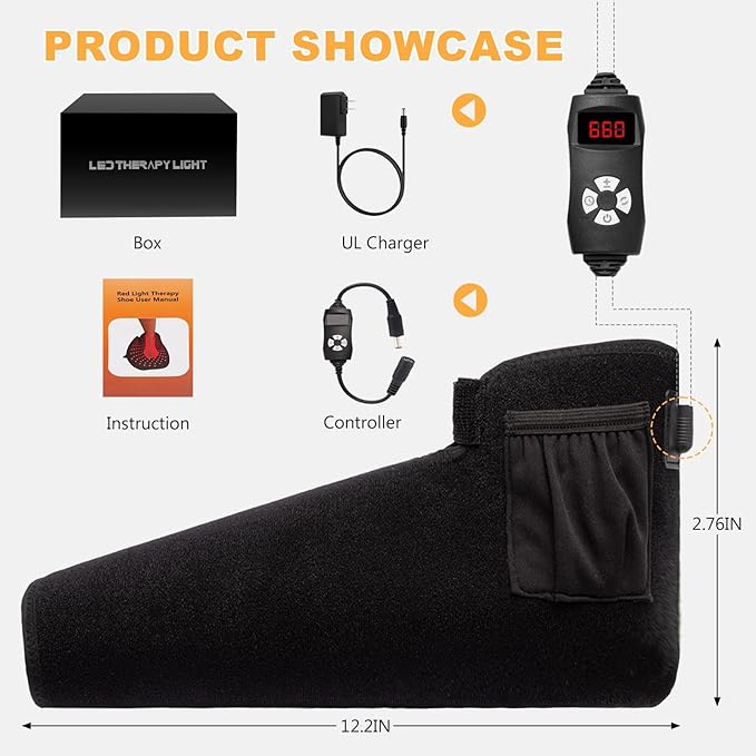 Red Light Therapy Shoe,Red Infrared Light Therapy for feet,660nm&850nm Near Infrared Light Boots(Dark Black) (for feet)