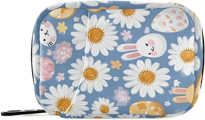Daisy Bunny Travel Pill Organizer Case Box Container Weekly Portable Vitamin Medicine Holder Storage Bag with Zipper Removable