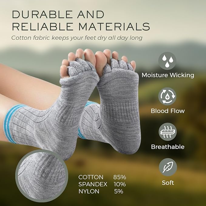 Toe Separator Socks,Foot Alignment Sock for Health Care, Pain Relief, Bunion Corrector, Breathable Toe Socks