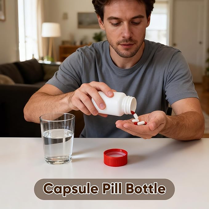 DEMORA Pill Bottle Empty with Child Resistant Cap, Wide Mouth Travel Small Pill Bottle Plastic Medicine Containiers Medicine Organizers for Medications Capsules (5 oz, 8 Pcs)