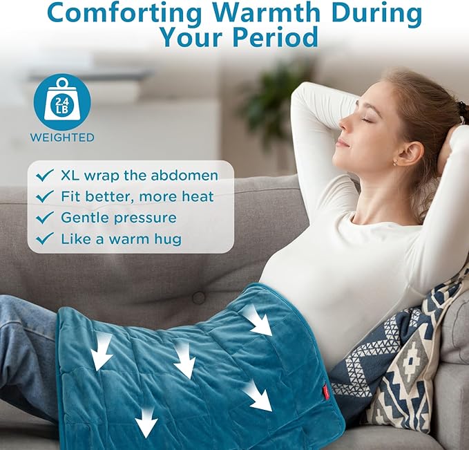 Comfytemp Weighted Heating Pad for Back & Period, 20"x24" Extra Large Electric Heat Pad, Birthday Gifts for Women Men Mom Dad & Mother Day Gift, 2.4 lb Heated Pad for Neck Shoulder Leg, 2H Auto-Off