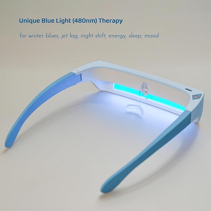 Red & Blue Light Therapy Glasses – 670nm Red Light for Eye Comfort & Visual Wellness, 480nm Blue Light for Energy, Mood & Sleep Support – Wearable Light Therapy Eyewear with Timer
