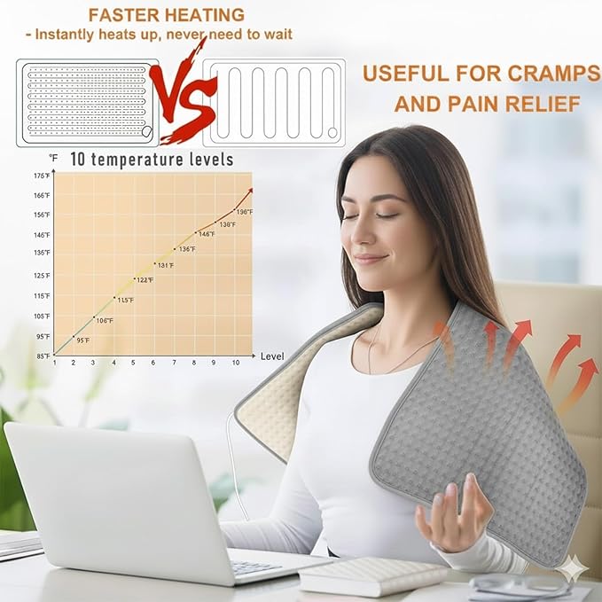 Extra Large Heating Pad for Back Pain Relief, 20x40 Inches, Full Body Heating Pad with Moist Heat Therapy, 10 Temperature Settings, 3 Auto Shut-Off Timers & Soft Flannel Cover, Gifts for Women Men