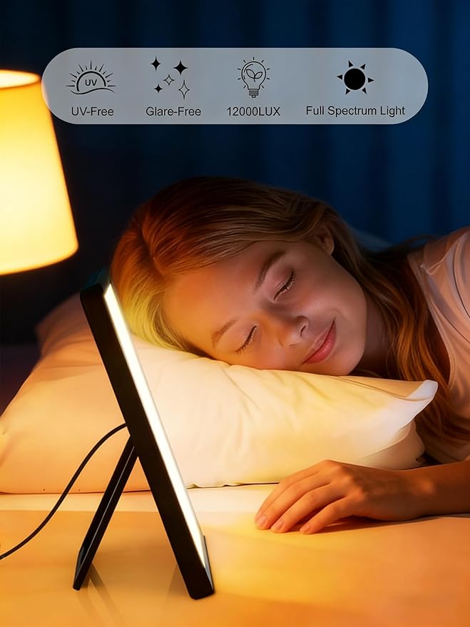 12000 Full Spectrum, UV-Free Light LED Sunlight Lamp with 3 in 1 Mount, Timer & Adjustable Brightness, Portable, Daylight for Office Reading Morning Routine