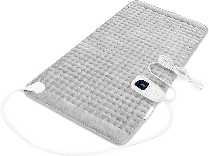 Deepsoon Heating Pad,Electric Heating Pads for Back,Neck,Abdomen,Moist Heating Pad for Shoulder,Knee,Arms,Legs,Dry/Moist Heat & Auto Shut Off,Christmas Gifts for Men and Women,Light Gray,33x17 Inch