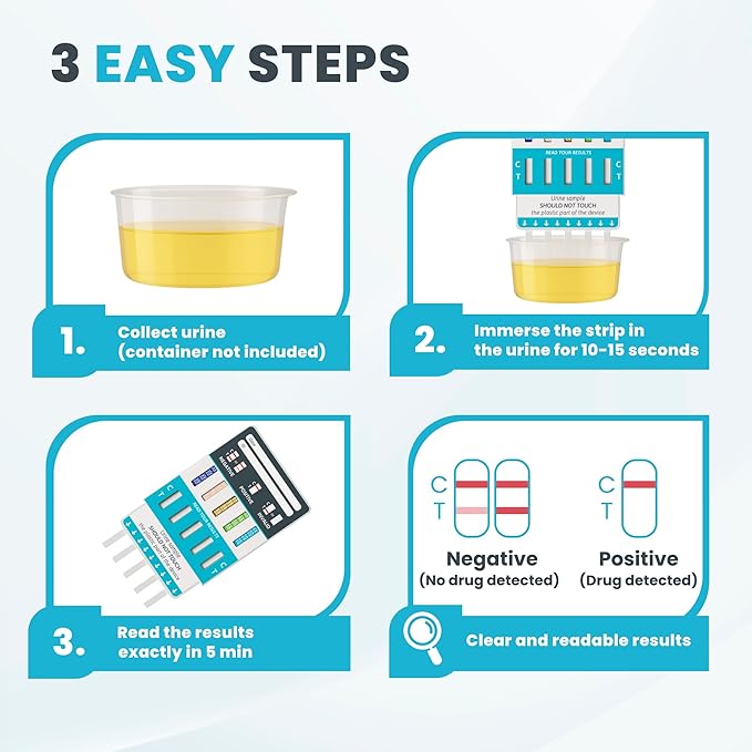 Exploro Federal Level 5 Panel Drug Test Kit - At Home Urine Drug Screen for THC, Cocaine, Amphetamines, Opiates, PCP - Accurate Results for Pre-Employment & Personal Use (Pack of 7)