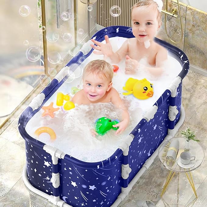 Portable Bathtub Portable Bathtub Portable Tub for Adults Collapsible Tub for Adults, 43.3 Inch Large Freestanding Bathtubs for Bathroom, Sitz Bath, Ice Bath, Non-Inflatable, Lightweight St