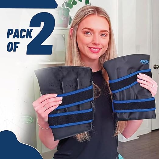 Two Pack - Knee and Elbow Ice Pack Wrap | Reusable Gel Ice Pack, Arm Ice Sleeve, Knee Pain Relief