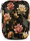 Lotus Ethnic Style Pill Case Everyday Travel, 7 Day Weekly Medicine Pill Box Compact Portable Pills Bottle Organizer with Zipper for Daily Vitamin Medicine Holder Bottle Organizers Bag