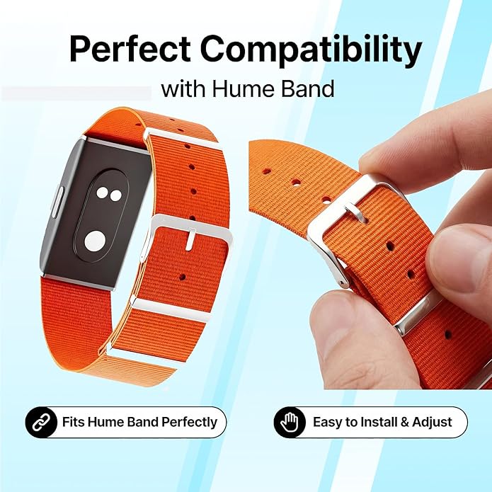Nylon Strap Compatible with Hume Band - Soft Woven Breathable Replacement Strap Bands for Hume Health Band - 24/7 Wear, Adjustable Sport Wristband - Metal Buckle & Loop Closure for Secure