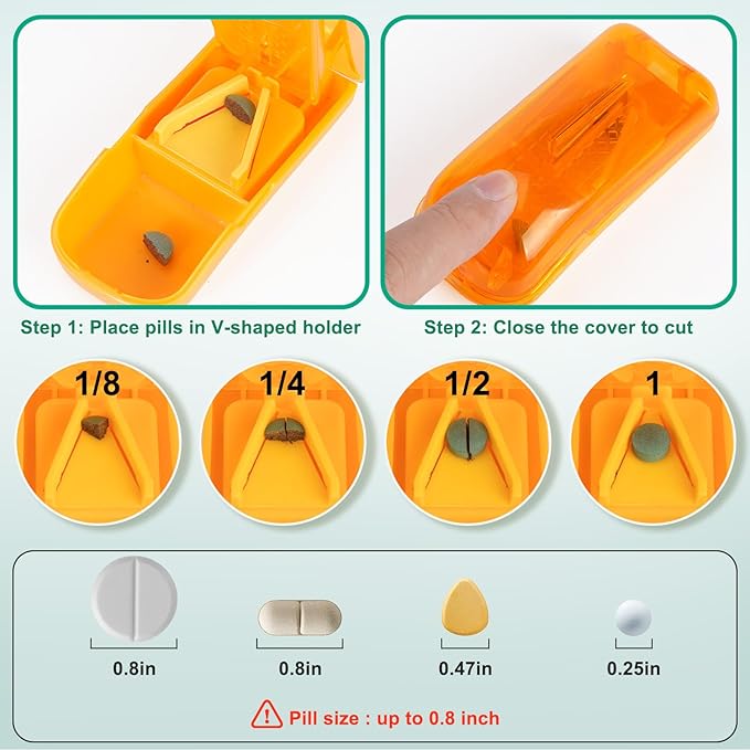 Monthly Pill Organizer 2 Times a Day with Weekly Pill Bag, 30 Day Pill Organizer 2 Times a Day with Large 32 Compartments, Monthly Stickers, Pill Cutter, Hard Travel Case Medicine Vitamins Case