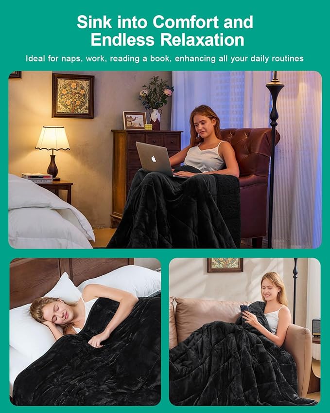 Super Fuzzy Soft Sherpa Fleece Weighted Blanket, 20 lbs Dual Sided Fluffy Heavy Weighted Blankets for Adults - No Bunching with Double Layers of Soft Inner Lining (60"x 80", 20 Pounds)