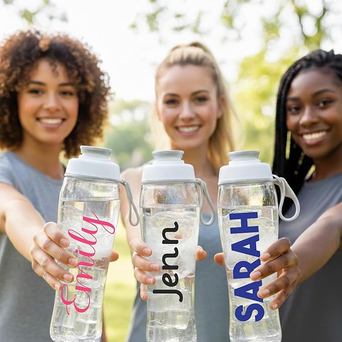 50 Strong Custom Water Bottle with Time Markers – Personalized 30 oz BPA-Free Leakproof Bottle with Chug Cap & Easy-Carry Handle – Made in USA