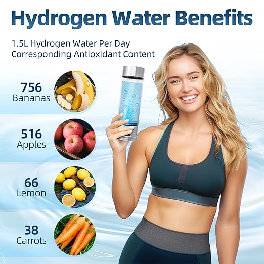 Hydrogen Water Bottle, 1500ppb Hydrogen Water Machine with SPE/PEM Technology, Alternative for Hydrogen Water Pitcher, Water Ionizer, Hydro Water Bottle for Health