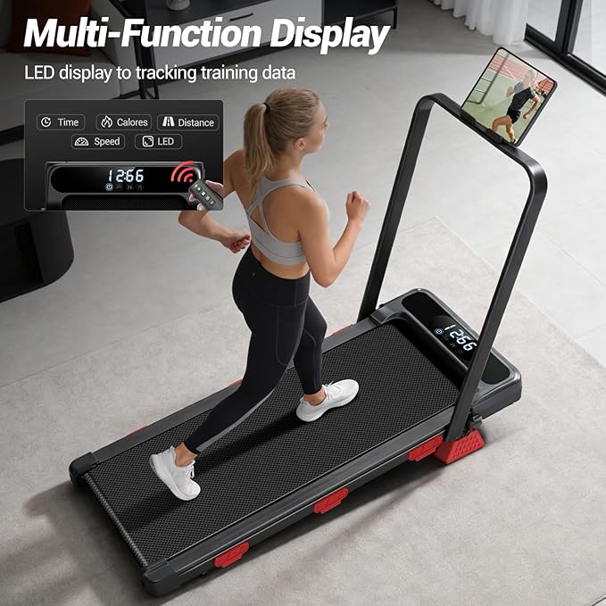 16% Incline 3-in-1 Foldable Walking Pad, 2.5HP Quiet Under Desk Treadmill, 0.6-6.2MPH, 300LB Capacity, Compact Portable Treadmill for Home and Office