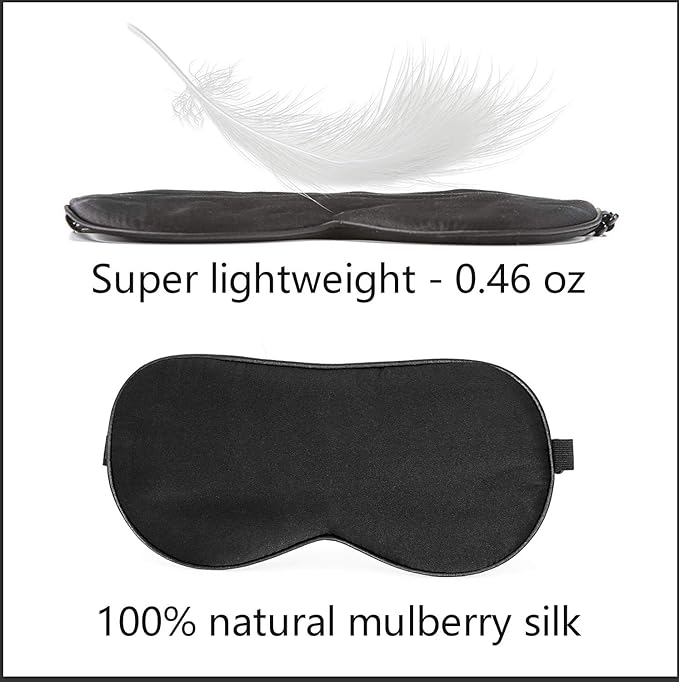 Silk Eye Mask for Men Women, Comfortable&Soft Sleep Mask with Adjustable Strap to Block Light, Ultimate Sleeping Aid/Blindfold,Super Smooth Eye Shade Cover