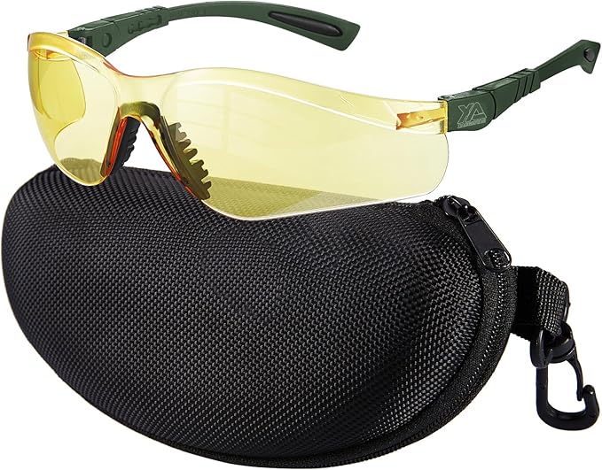 xaegistac Shooting Glasses Anti-fog Shooting Range Eye Protection, Adjustable Safety Glasses with Zipper Hard Case