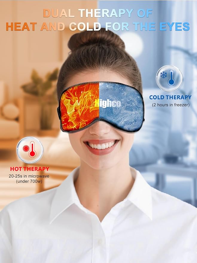 2PCS Migraine Relief Cap Cooling Eye Mask and Neck Ice Pack Wrap,Cooling Gel Eye Mask for Sleep,Ice Pack for Eyes Hot Cold Compression,for Headache,Dark Circles,Puffy Eyes,Migraines Relief,Black