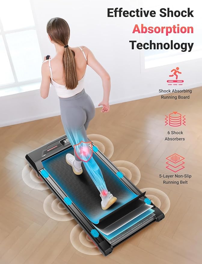THERUN Walking Pad Under Desk, Portable Mini Treadmill for Home/Office, 2.5HP Jogging Machine with 300 lbs Weight Capacity, Remote Control, LED Display