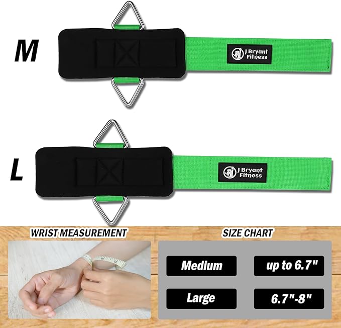 J Bryant Fitness Wrist Cuffs for Cable Machines – Heavy Duty Adjustable Wrist Straps with 7mm Neoprene Padding for Strength Training, Pull Exercises, and Forearm Support