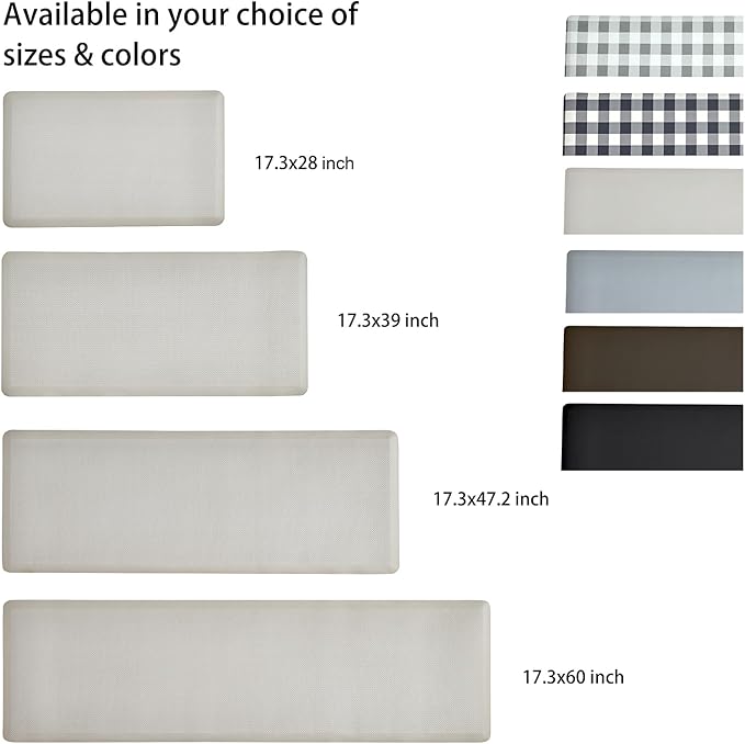 Anti Fatigue Kitchen Rugs Kitchen Mats for Floor,Cushioned Non-Slip Waterproof Ergonomic Comfort Rug Standing Mat for Kitchen,Doing Dishes,Floor,Home,Office,Sink,Laundry,Beige,17.3"x39"