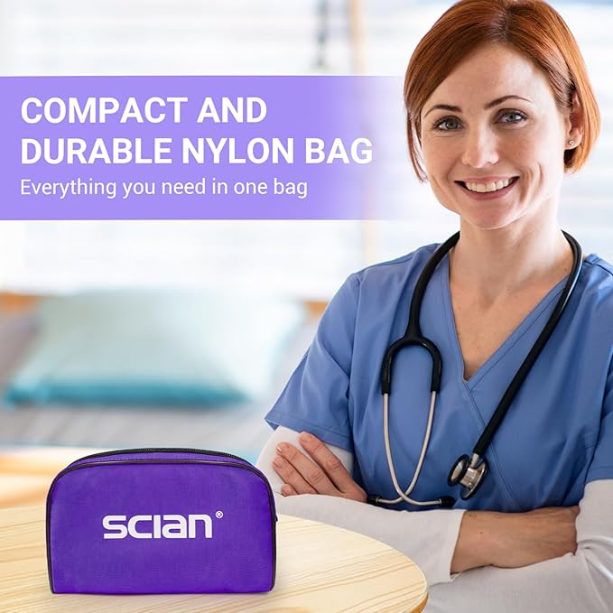 SCIAN Manual Blood Pressure Cuff - Aneroid Sphygmomanometer with European Cuff 8.7-16.5" and D-Ring, Come with Carrying Bag for Nurse Doctor Senior Adult, Purple