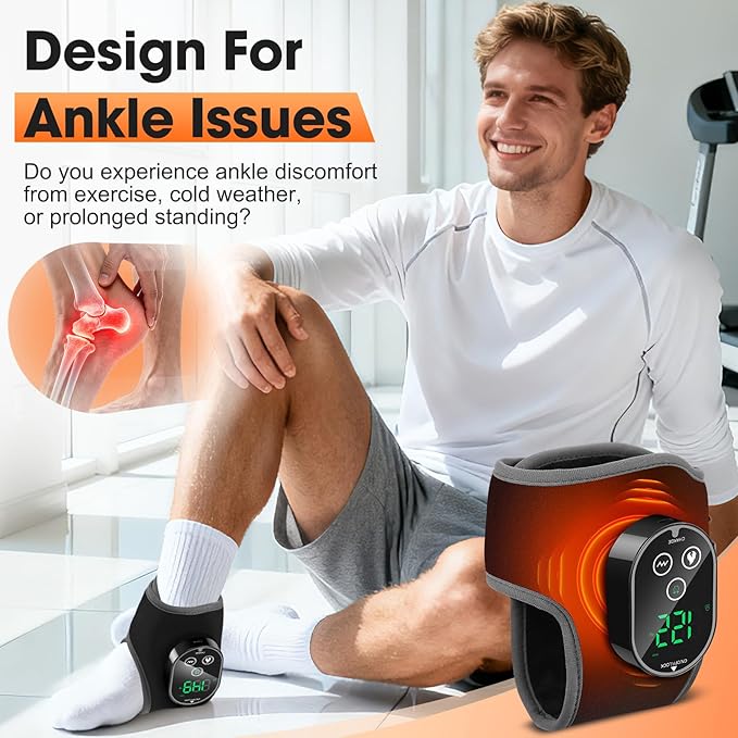 2PCS Cordless Foot and Ankle Massager with Heat, Ankle Heating Pads, Rechargeable Heated Foot Brace Wrap, 3 Vibration and 4 Heating Modes