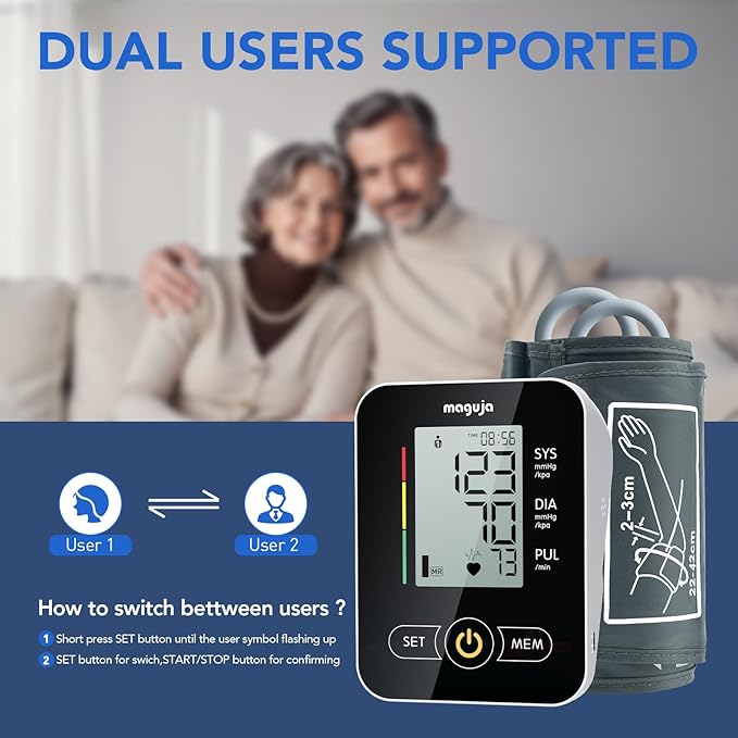 Arm Blood Pressure Monitor,maguja Blood Pressure Machine,BP Monitor Automatic Upper Arm Digital with Blood Pressure Cuff for Home Use