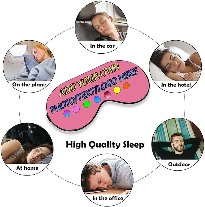 Personalized Eye Mask, Custom Eyeshade Blindfold Add Your Design Image Text Customized Eye Cover with Adjustable Strap for Sleeping Travel Work Naps Blocks Light, Pink