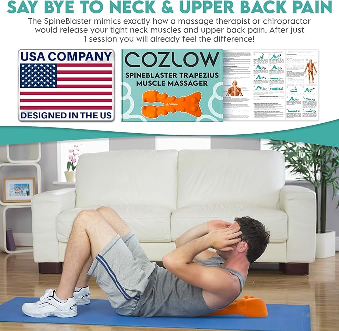 COZLOW Trapezius Trigger Point Massager, Occipital Release Tool w/ 14 Massage Nubs, Muscle Knot Remover for Neck & Upper Back Pain Relief, Myofascial Release for Tension & Tight Knots in Spine