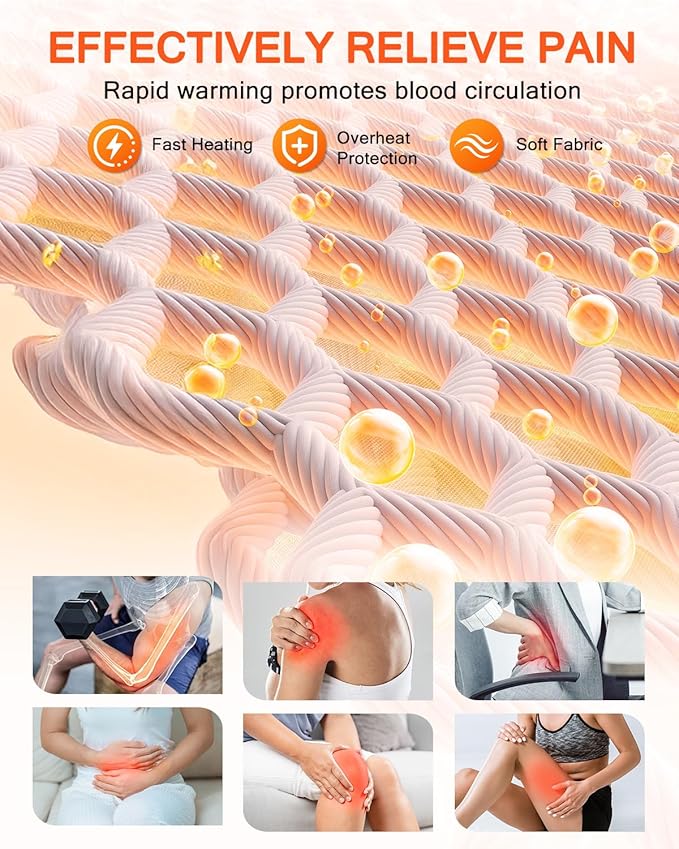 Heating Pad for Back Pain Relief, Extra-Large 12"x24"+26" Extendable Electric Heating Pad for Period Cramps with Belt, Auto Shut Off, Machine Washable, Portable Moist Heating Pad for Women & Men