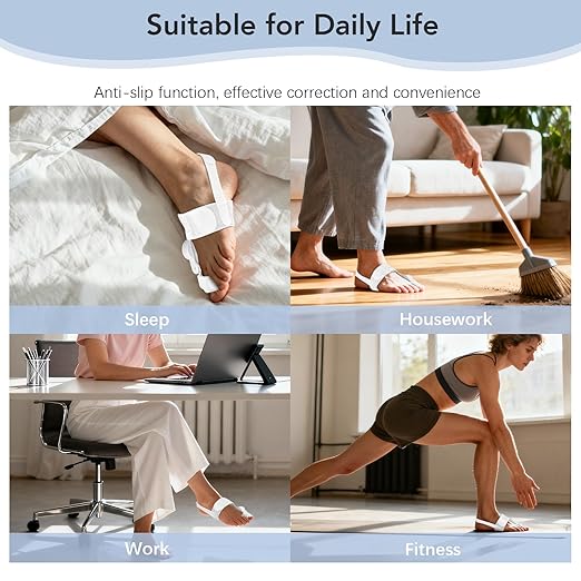Bunion Corrector for Women Men: Big Toe Straightener Bunion Fix with Adjustable Knob-Orthopedic Bunions Splint Brace Toe Alignment Correction for Hallux Valgus Pain Relief Day/Night 1PCS (White)