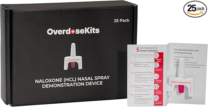 Naloxone Nasal Spray Training Device for First Aid | Reusable | Includes Two Training Devices & Instructions | Pack of 25 | Contains NO Medication