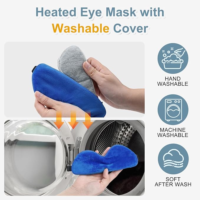 Heated Eye Mask for Dry Eyes, USB Electric Warm Eye Compress Heat Eye Masks with Temperature&Timer Control, Eye Heating Pad for Dry Eyes, Stye Treatment, Chalazion, Blepharitis, MGD, Puffy