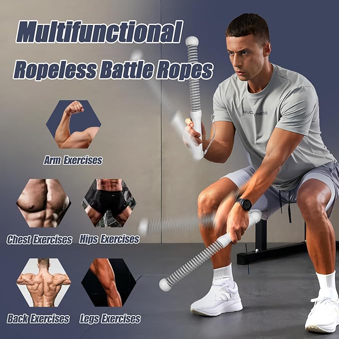 Weighted Ropeless Battle Ropes for Home Gym, Heavy Duty Portable Cordless Battle Ropes for Home and Outdoors，Workout Exercise Rope for Women and Men,2PCS